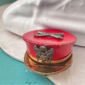 World War II Military Sweetheart Locket Pin Red Enamel with Gold